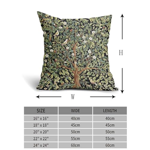 aportt Green Tree Pillow Covers 18X18 Inch Set of 2 Watercolor Forest Bird Floral leaves Decorative Pillow Cases Spring Vintage Leaf Flower Cotton Linen Cushion Case Farmhouse Home Decor For Sofa Couch - Image 4