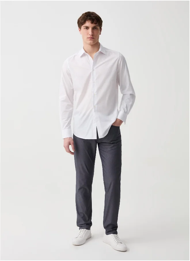 او في اس Five-pocket trousers with micro weave