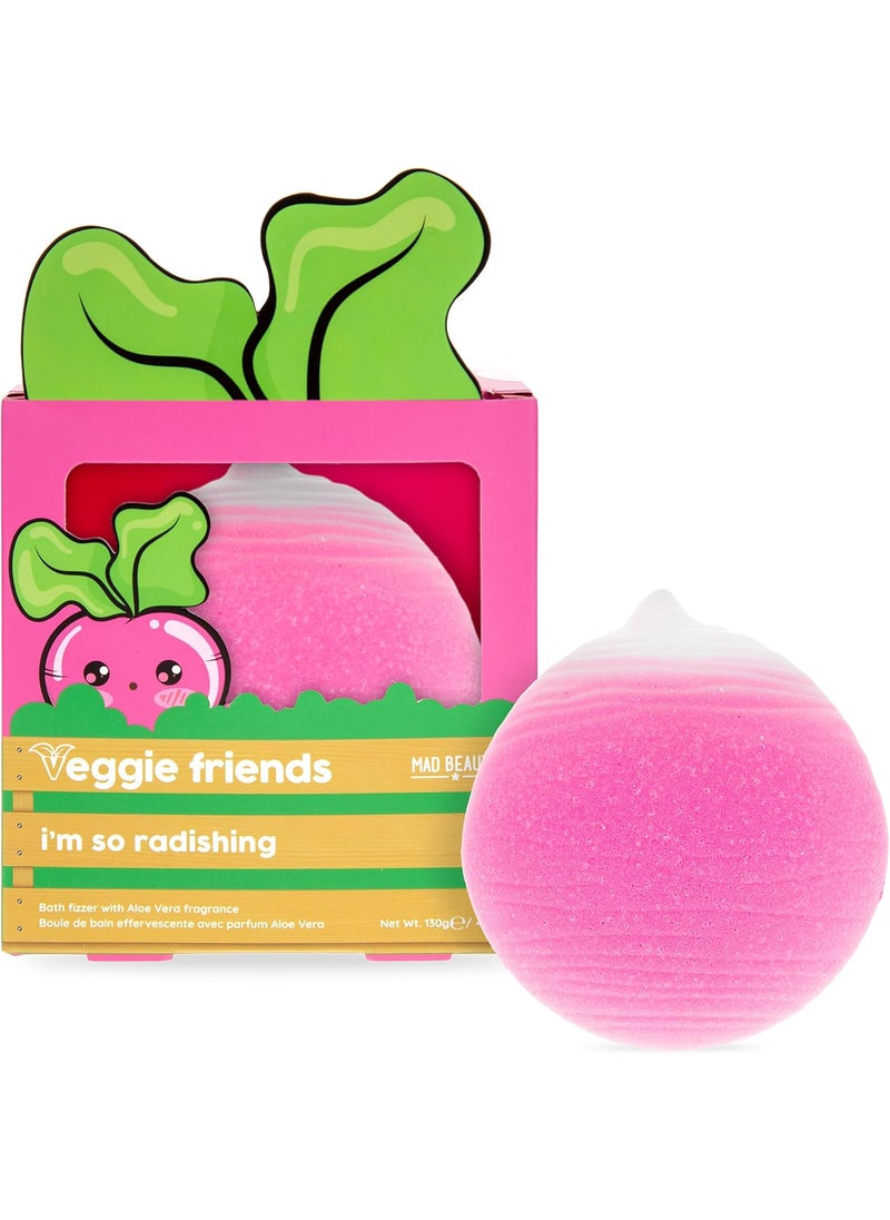 Mad Beauty Mad Beauty Veggie Friends Radish Bath Fizzer  Aloe Vera Scent  Fun and Relaxing Bath Bomb  CrueltyFree  PGift for Garden Lovers 