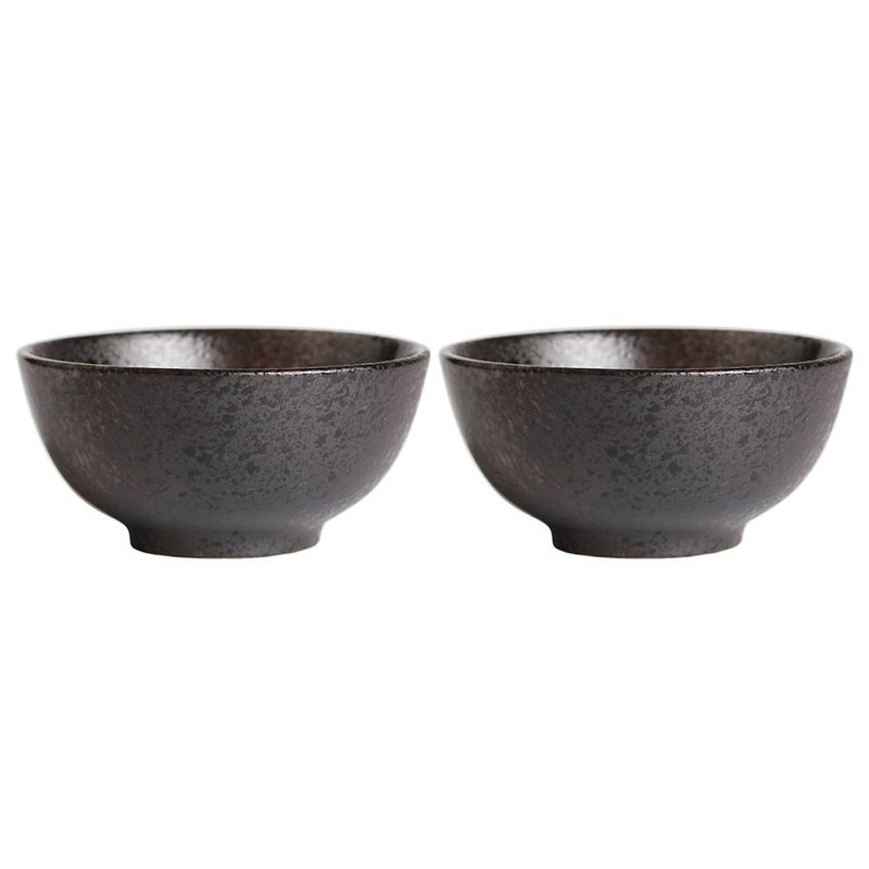 مجموعة وعاء الأرز الخزفي من قطعتين، ستون وير أسود للحساء والمعكرونة، لتناول الطعام في المنزل - Image 2