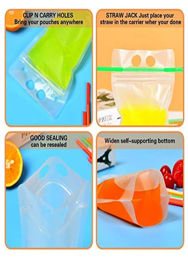 KUMOOM Drink Bags Stand up Reclosable Zipper Drinking Pouches Bags Hand-held Drinking with Plastic Straw,(50 Pack) - Image 3