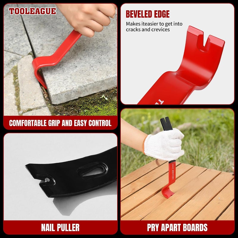 TOOLEAGUE 4Pcs Flat Pry Bar Set - Heavy Duty Utility Crow Bars for Woodworking - Image 4