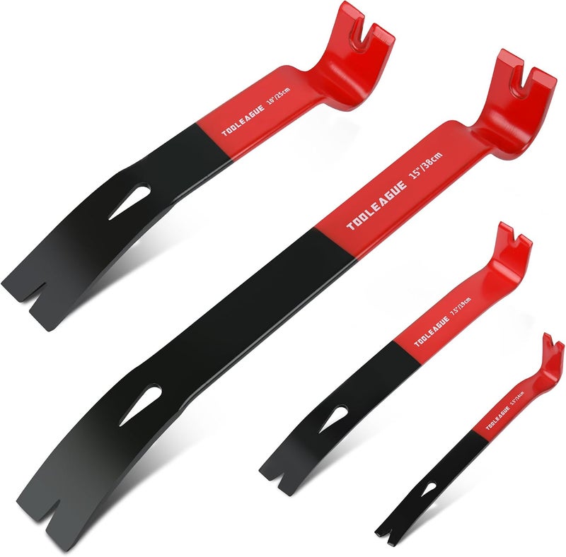 TOOLEAGUE 4Pcs Flat Pry Bar Set - Heavy Duty Utility Crow Bars for Woodworking - Image 1
