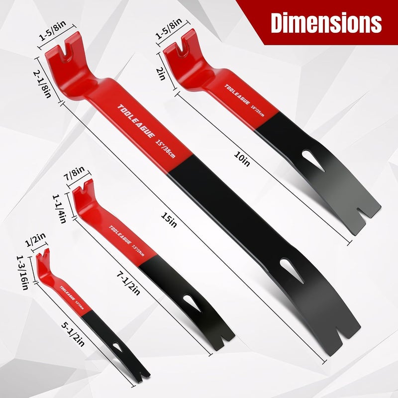 TOOLEAGUE 4Pcs Flat Pry Bar Set - Heavy Duty Utility Crow Bars for Woodworking - Image 2