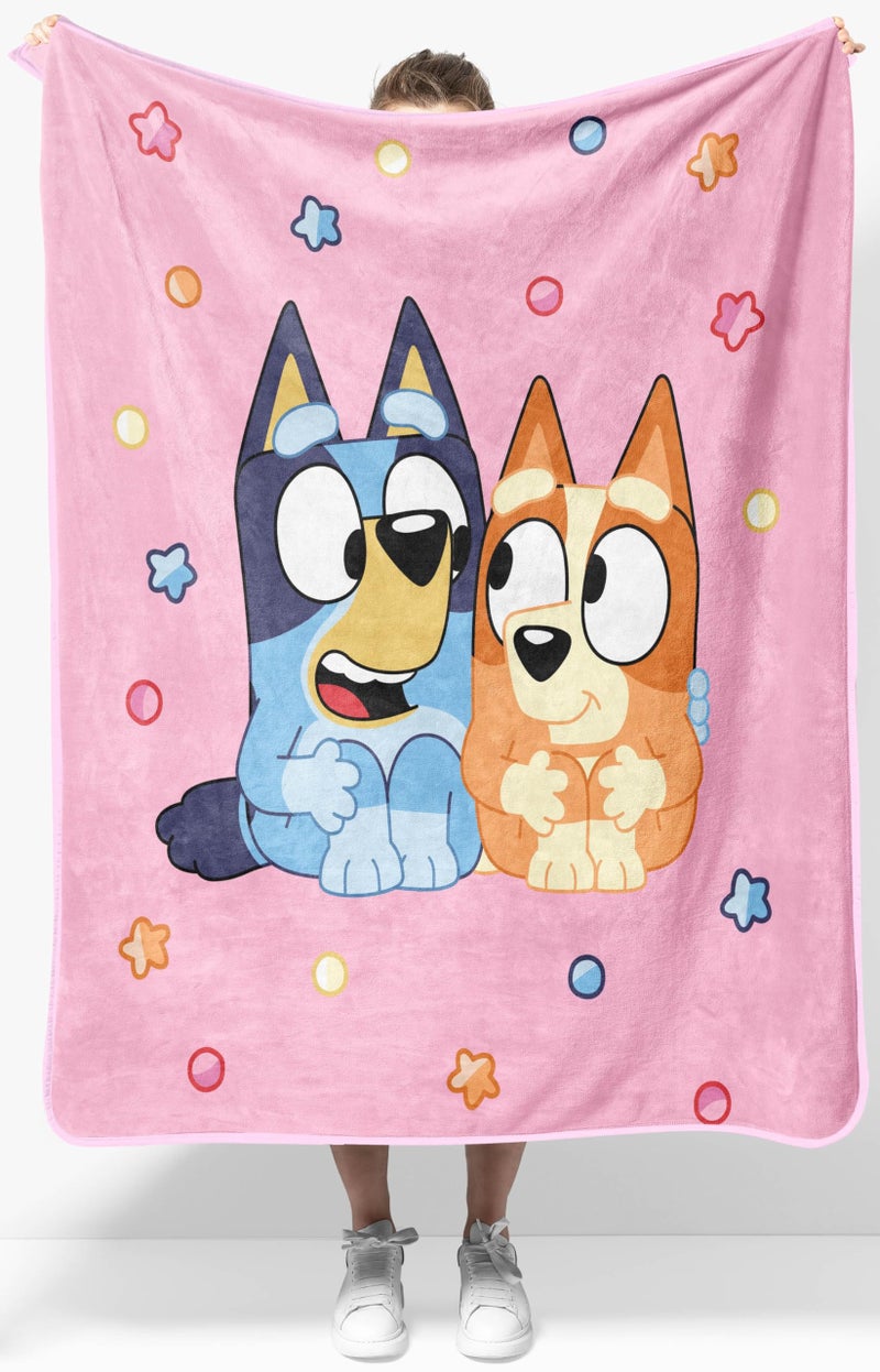 Jay Franco Kids Plush Throw Blanket â€“ Soft & Comfy Throw for Couch or Bed â€“ Cozy Home DÃ©cor for Living Room & Bedroom, Pink - Bluey, 40x50 - Travel Blanket - Image 1