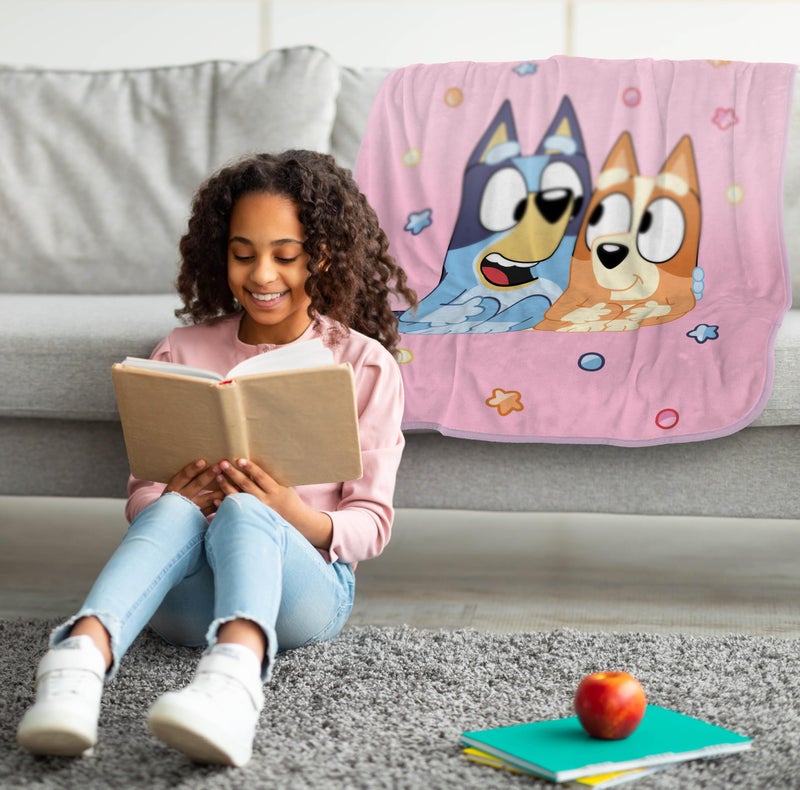 Jay Franco Kids Plush Throw Blanket â€“ Soft & Comfy Throw for Couch or Bed â€“ Cozy Home DÃ©cor for Living Room & Bedroom, Pink - Bluey, 40x50 - Travel Blanket - Image 2