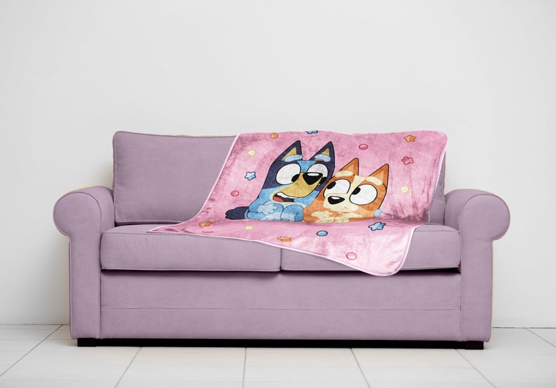 Jay Franco Kids Plush Throw Blanket â€“ Soft & Comfy Throw for Couch or Bed â€“ Cozy Home DÃ©cor for Living Room & Bedroom, Pink - Bluey, 40x50 - Travel Blanket - Image 3