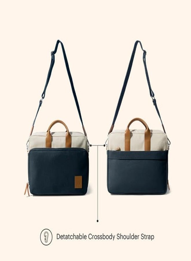 DailyObjects 100% Cotton Canvas Commute Laptop Messenger Bag (19L) for Men & Women | Travel Shoulder With Trolley Sleeve | Metal Zip Closure | Leather Handles | Padded Laptop Compartment For 16" - Image 4