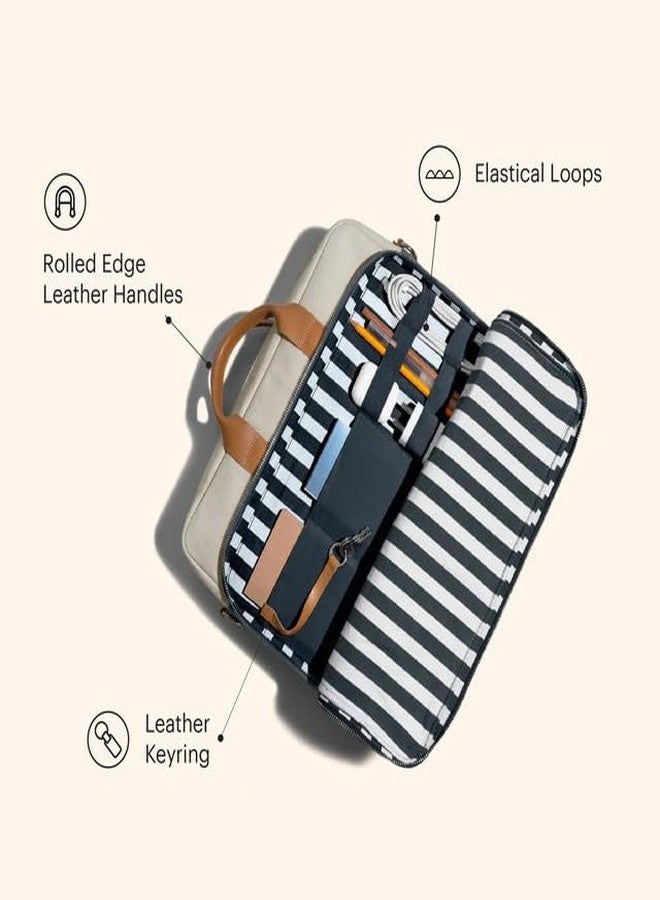 DailyObjects 100% Cotton Canvas Commute Laptop Messenger Bag (19L) for Men & Women | Travel Shoulder With Trolley Sleeve | Metal Zip Closure | Leather Handles | Padded Laptop Compartment For 16" - Image 5