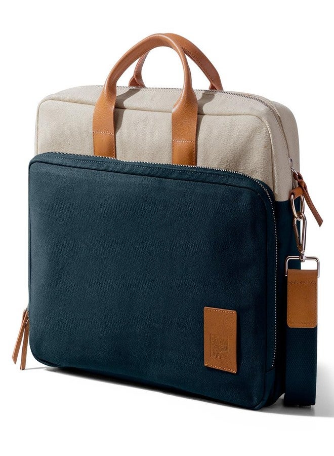 DailyObjects 100% Cotton Canvas Commute Laptop Messenger Bag (19L) for Men & Women | Travel Shoulder With Trolley Sleeve | Metal Zip Closure | Leather Handles | Padded Laptop Compartment For 16" - Image 1
