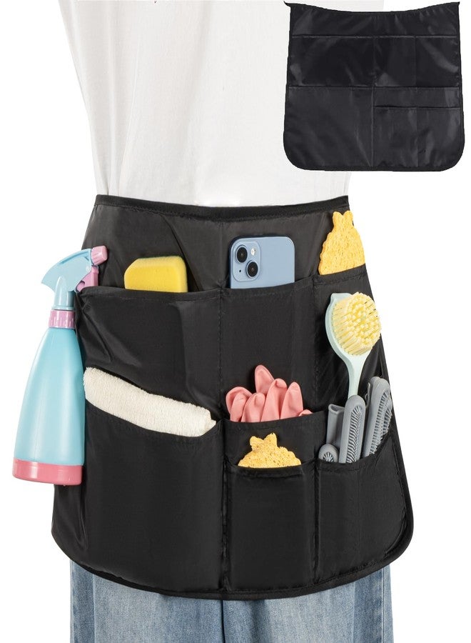 Elfzone Cleaning Apron for Housekeeping - 2PK Housekeeping Apron with 8 Pockets，for Cleaning Work of House Hotel, Black - Image 1