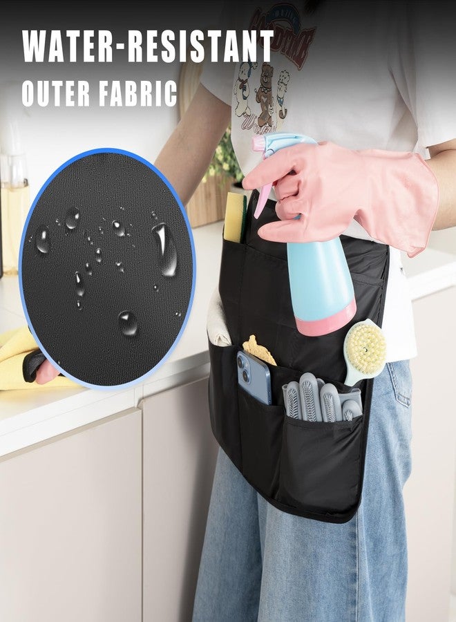 Elfzone Cleaning Apron for Housekeeping - 2PK Housekeeping Apron with 8 Pockets，for Cleaning Work of House Hotel, Black - Image 2