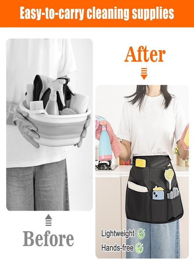 Elfzone Cleaning Apron for Housekeeping - 2PK Housekeeping Apron with 8 Pockets，for Cleaning Work of House Hotel, Black - Image 4