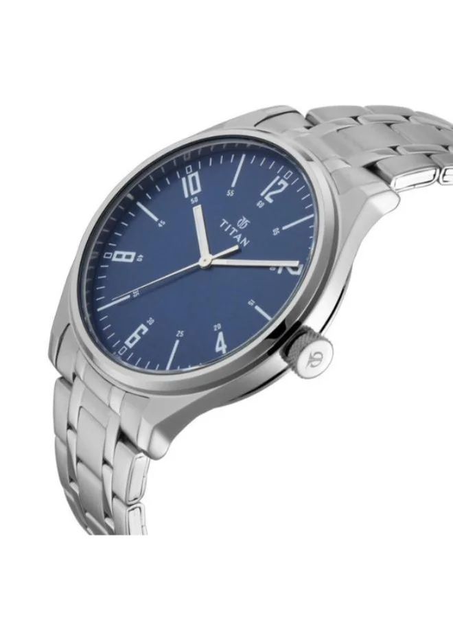 تيتان Titan  Minimalist Zen Blue Dial Sleek Metal Strap with Contrast Hands Watch for Men 1802sm02