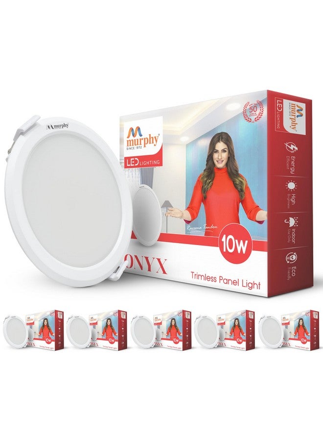 Murphy Trimless Round LED Panel Light - 10W Natural White | Glare-Free, Recessed Ceiling Downlight for Home & Commercial - Pack of 6 - Image 1