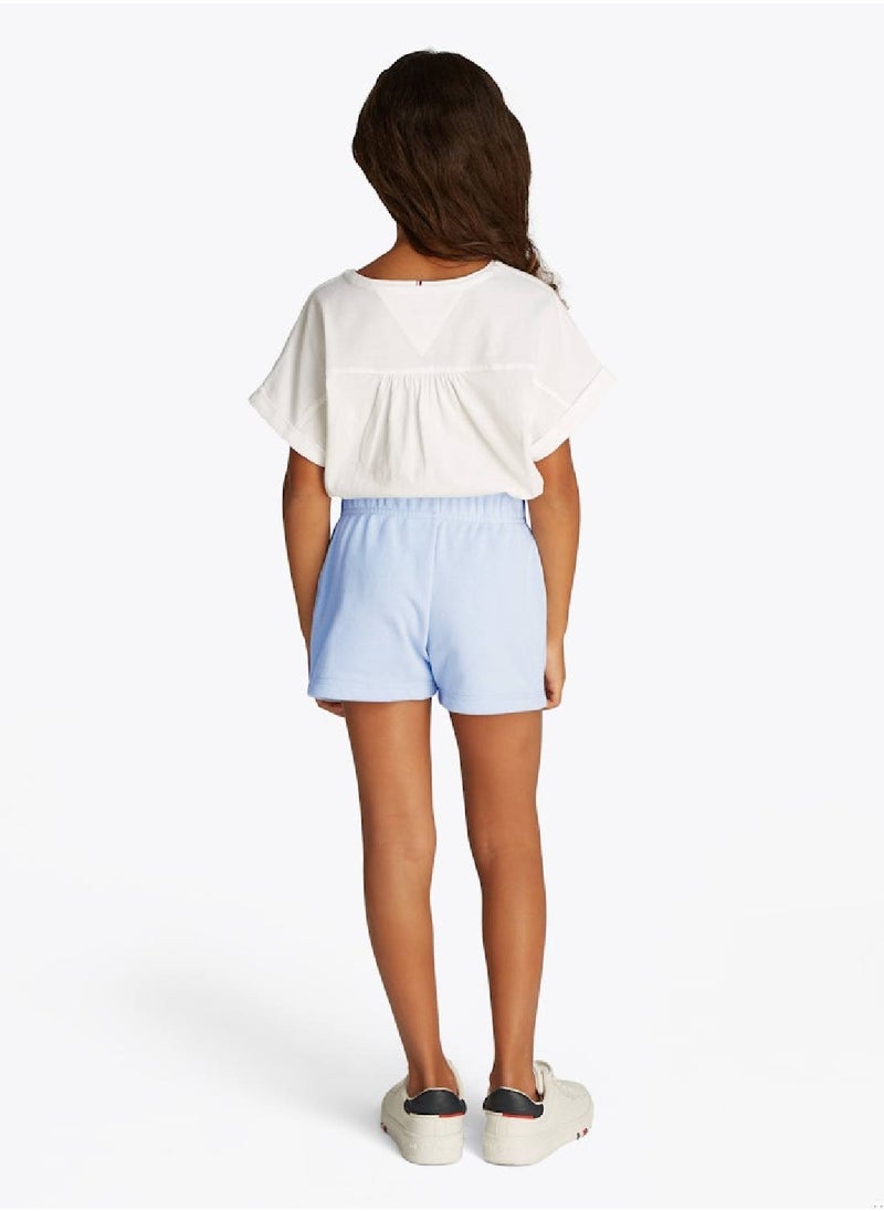 TOMMY HILFIGER Girls' Relaxed Sweat Shorts - Cotton, Blue  - Image 3