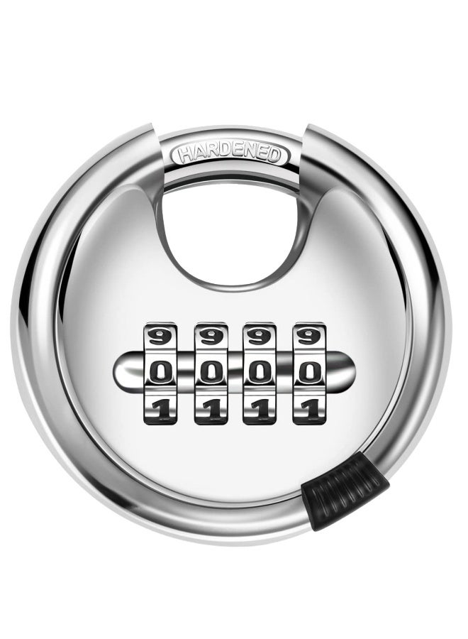 Digital Combination Disc Padlock, 4 Digit Combination Lock Waterproof Outdoor Combination Padlock Stainless Steel Door Lock for Shed, Storage Unit, Garage, Fence, Trailer Tongue - Image 1