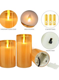 Chabeia Flameless LED Flickering Candles – Real Wax Pillar Candles with Moving Flame, Remote Control, Timer, and Glass Effect for Wedding, Festival, and Home Party Decor  - Image 3