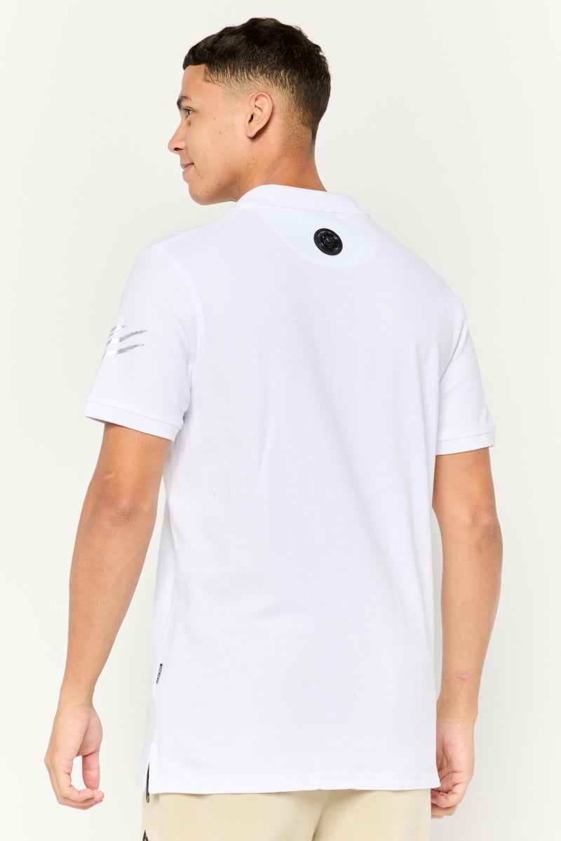 PHILIPP PLEIN Plein Sport Men Sportswear Fit Short Sleeves Outdoor Polo Shirt, White - Image 4