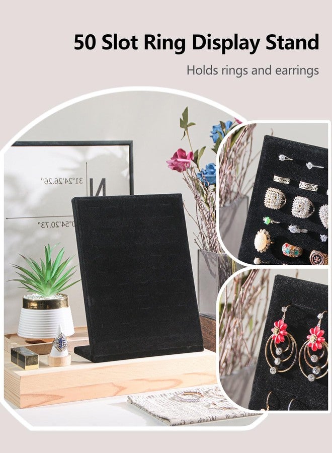 Ausalivan Ring Board Display Stand,Velvet Jewelry Earring Organizer Holder for Selling,Vendors Storage Tray for Multiple Rings (Black) - Image 5