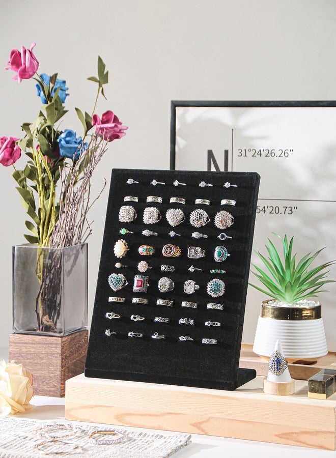 Ausalivan Ring Board Display Stand,Velvet Jewelry Earring Organizer Holder for Selling,Vendors Storage Tray for Multiple Rings (Black) - Image 2