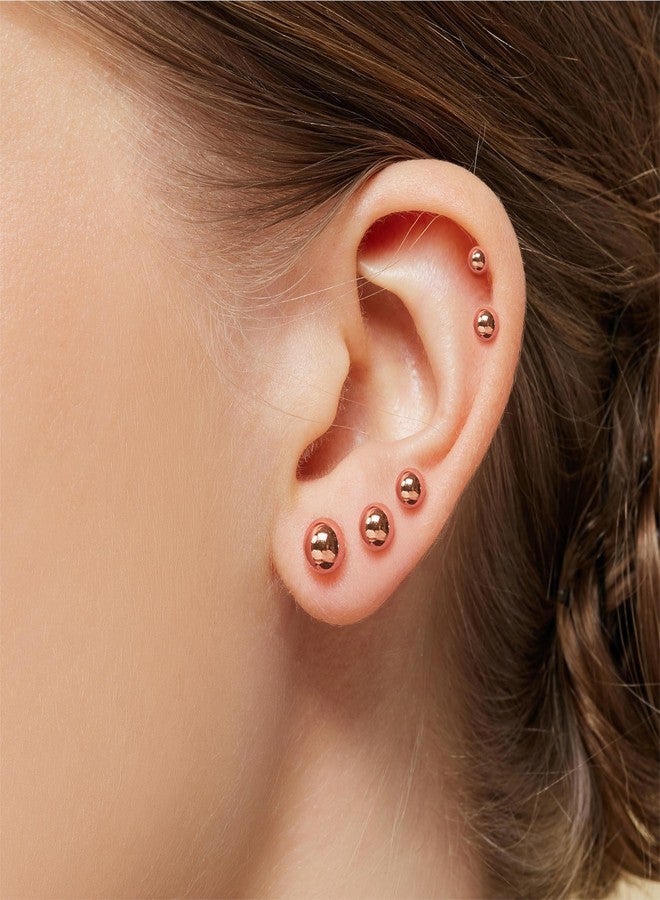 كوكو لاند أقراط كروية للنساء، أقراط كروية من سبيكة فضية مقلدة، مناسبة لثقوب متعددة، 5 أزواج بأحجام مختلفة (3-7 مم)، مجموعة أقراط صغيرة للنساء والرجال - Image 2