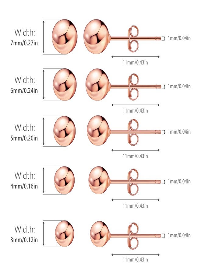 كوكو لاند أقراط كروية للنساء، أقراط كروية من سبيكة فضية مقلدة، مناسبة لثقوب متعددة، 5 أزواج بأحجام مختلفة (3-7 مم)، مجموعة أقراط صغيرة للنساء والرجال - Image 4