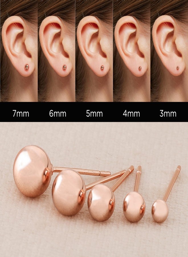 كوكو لاند أقراط كروية للنساء، أقراط كروية من سبيكة فضية مقلدة، مناسبة لثقوب متعددة، 5 أزواج بأحجام مختلفة (3-7 مم)، مجموعة أقراط صغيرة للنساء والرجال - Image 3