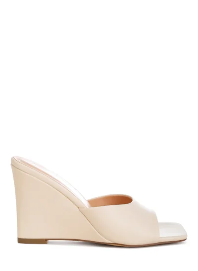 London Rag Recycled Faux Leather Wedge Sandals in Beige