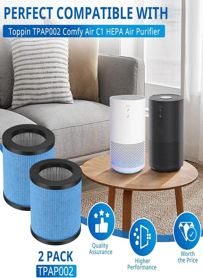 LINNIW فلتر بديل TPAP002 متوافق مع جهاز TOPPIN TPAP002 Comfy Air C1، فلتر كربون نشط فعال 4 في 1، رقم القطعة TPFF002، عبوة من قطعتين - Image 2