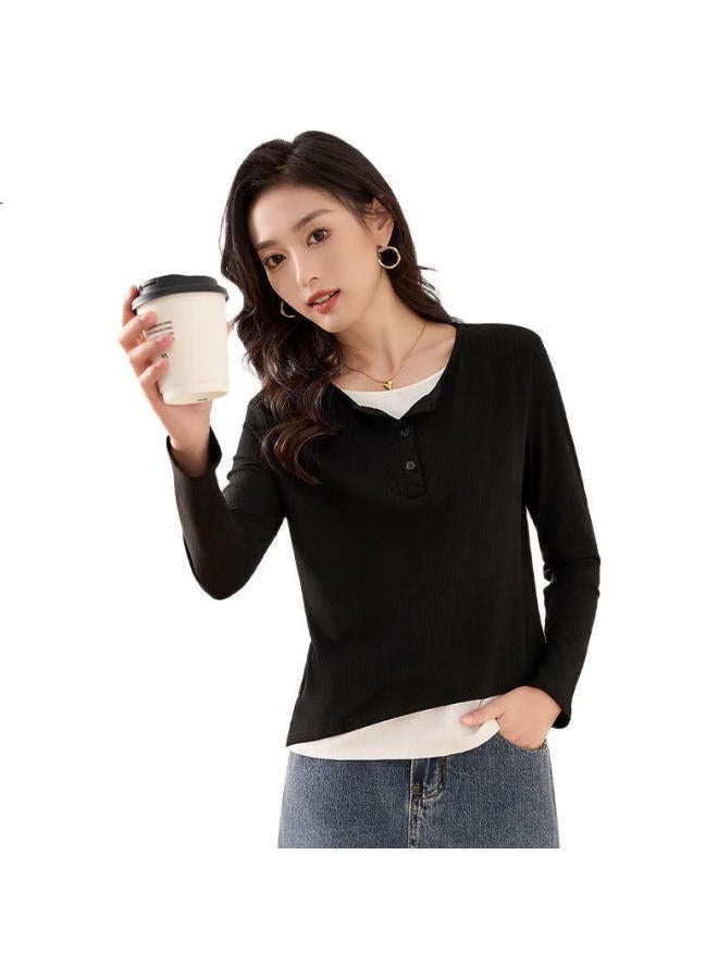 First Application Chushen Spring And Autumn Long Sleeve T-Shirt Women'S Design Color Collision Slimming Bottoming Shirt Top Inner Wear S13Kt2479 - Image 3