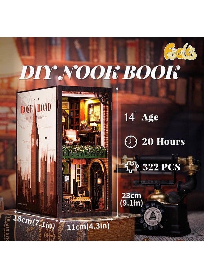 Fsolis Book Nook Kit, Diy Miniature House Kit Wooden Puzzle Booknook For Adult Decorative Bookends Bookshelf Alley Bookcase Decor Gifts For Women Teenagers Puzzle Lovers (Rose Detective Agency)  - Image 3