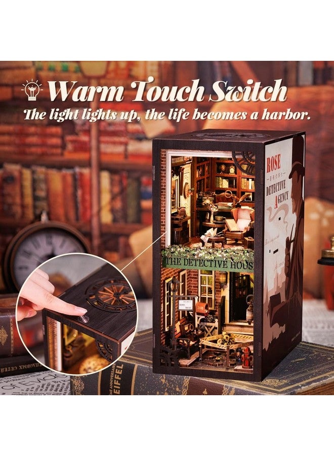 Fsolis Book Nook Kit, Diy Miniature House Kit Wooden Puzzle Booknook For Adult Decorative Bookends Bookshelf Alley Bookcase Decor Gifts For Women Teenagers Puzzle Lovers (Rose Detective Agency)  - Image 5