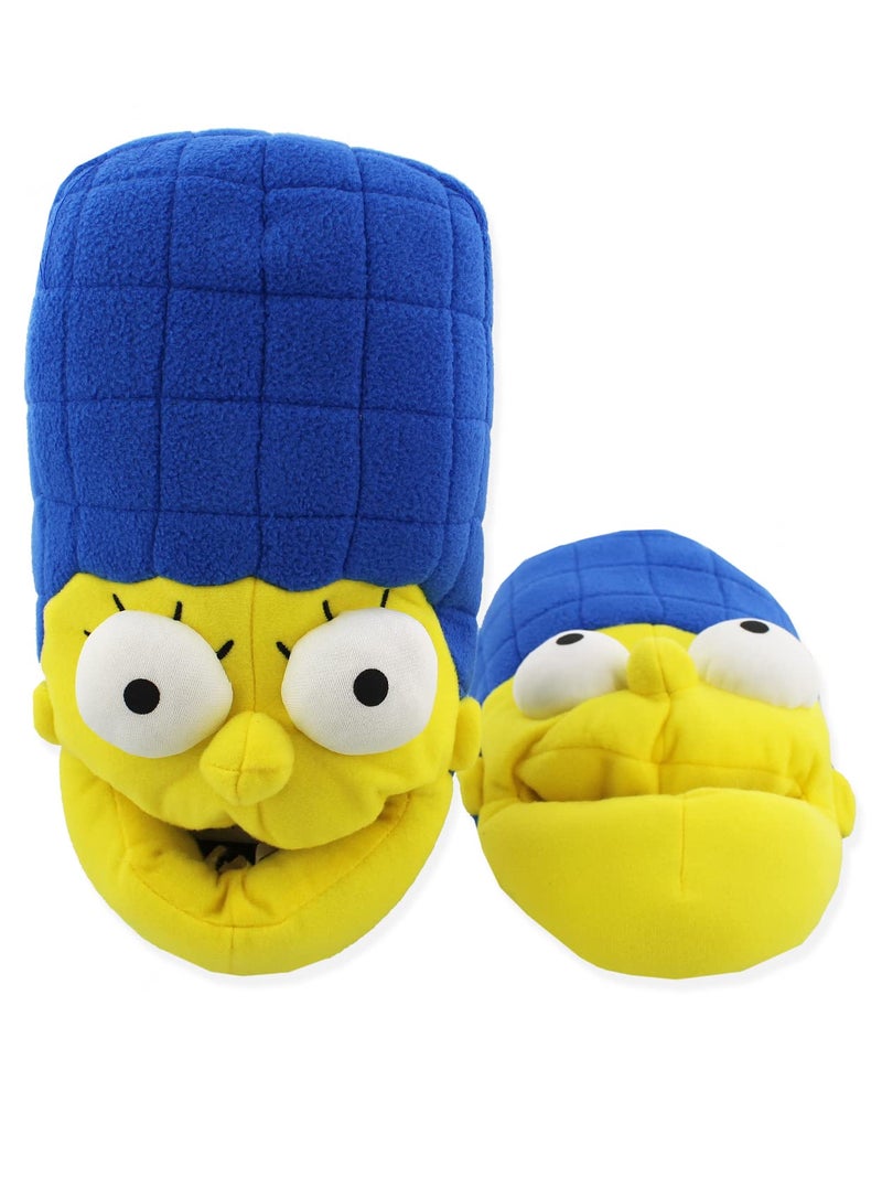 The Simpsons Novelty Plush Adult Womens 3D Marge Simpson Face Slippers (Medium, Blue/Yellow) (TSF201Y) - Image 3