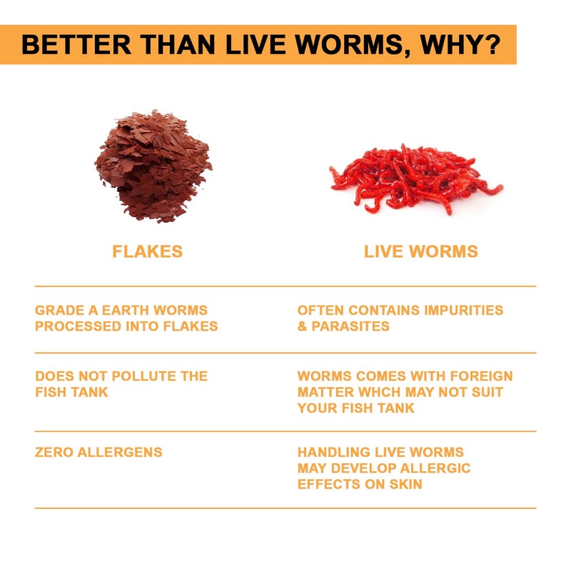 TUNAI رقائق ديدان الأرض TUNAI مع 51% بروتين 50 جرام مكمل غذائي لجميع مراحل الحياة، يعزز اللون وطعام الأسماك للتترا، الجوبي و الروبيان الفاخر - Image 5