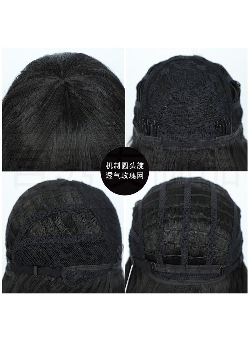 إستيل جمال أوروبي طويل مجعد موجات كبيرة مع الانفجارات مختلطة الشعر شعر مستعار الألياف الكيماوية القبعات موجة الباروكات اللون رقم 1B الأسود - Image 5