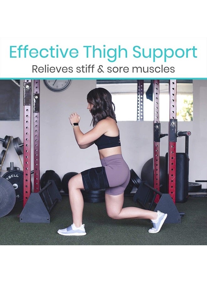 VIVE Thigh Brace - Hamstring Quad Wrap - Adjustable Compression Sleeve Support for Pulled Groin Muscle, Sprains, Quadricep, Tendinitis, Workouts, Sciatica Pain and Sports Recovery - Men, Women (Black) - Image 4