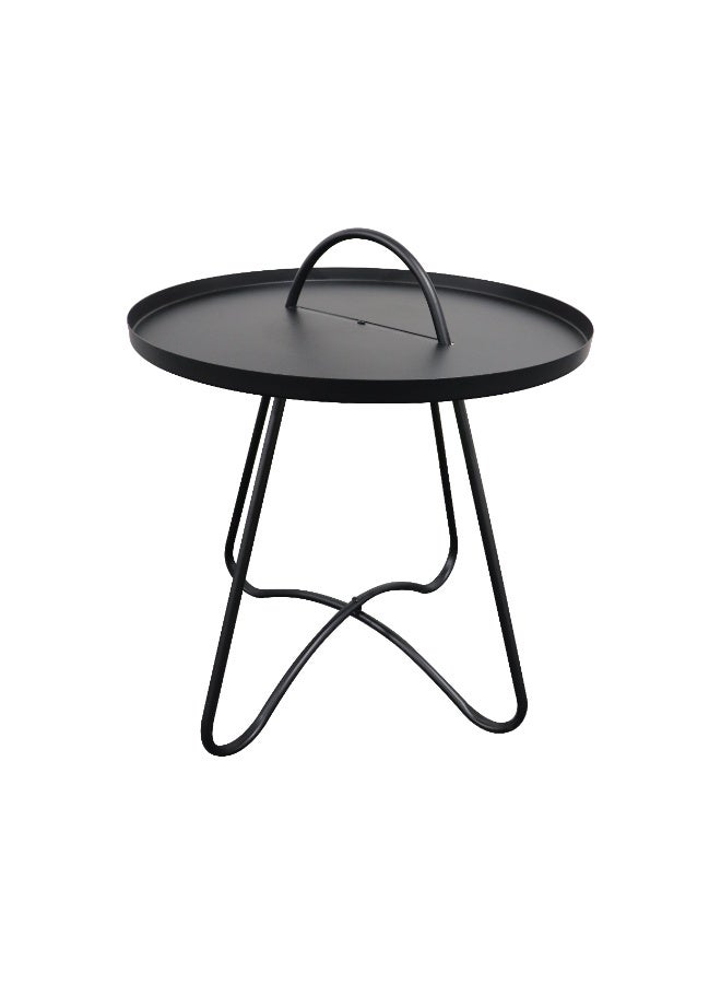 ebb & flow Modern & Elegant Iron Foldable Side Table For Living Room - Color: Black - Dimensions: 47x47x52 CM - Image 4