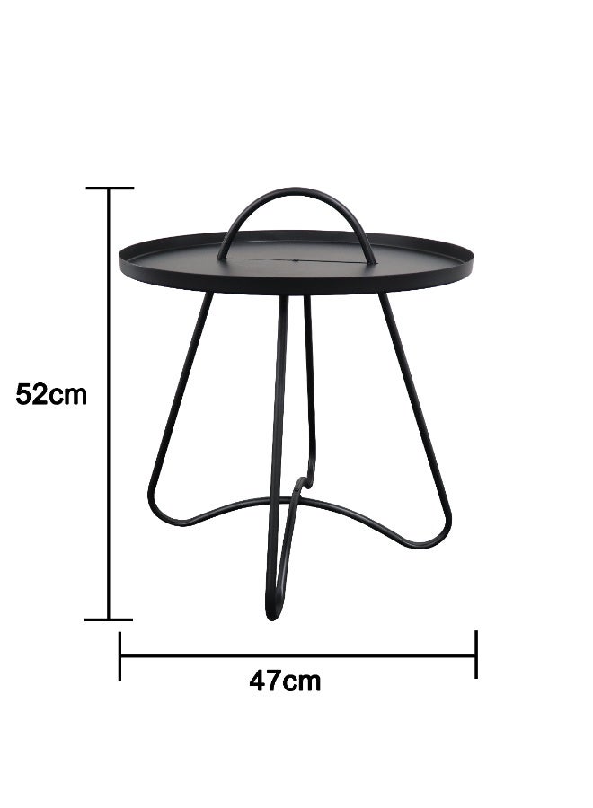 ebb & flow Modern & Elegant Iron Foldable Side Table For Living Room - Color: Black - Dimensions: 47x47x52 CM - Image 2