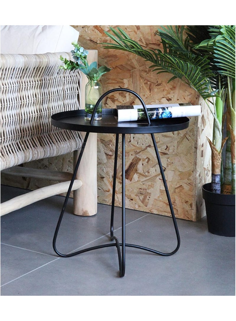 ايب اند فلو طاولة جانبية حديد عصرية وأنيقة قابلة للطي لغرفة المعيشة - اللون: أسود - الأبعاد: 47x47x52 سم - Image 5