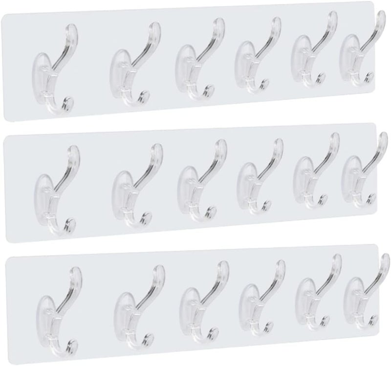 Golden bird Heavy Duty Adhesive Hooks Stick on Wall Hooks Towel Hooks Door Hooks Waterproof Stainless Steel Adhesive Towel Hooks Holders for Hanging Clothes Bathroom (6 Hook Silver, 10) - Image 1