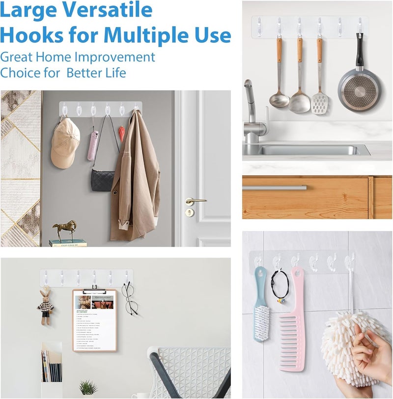 Golden bird Heavy Duty Adhesive Hooks Stick on Wall Hooks Towel Hooks Door Hooks Waterproof Stainless Steel Adhesive Towel Hooks Holders for Hanging Clothes Bathroom (6 Hook Silver, 10) - Image 5