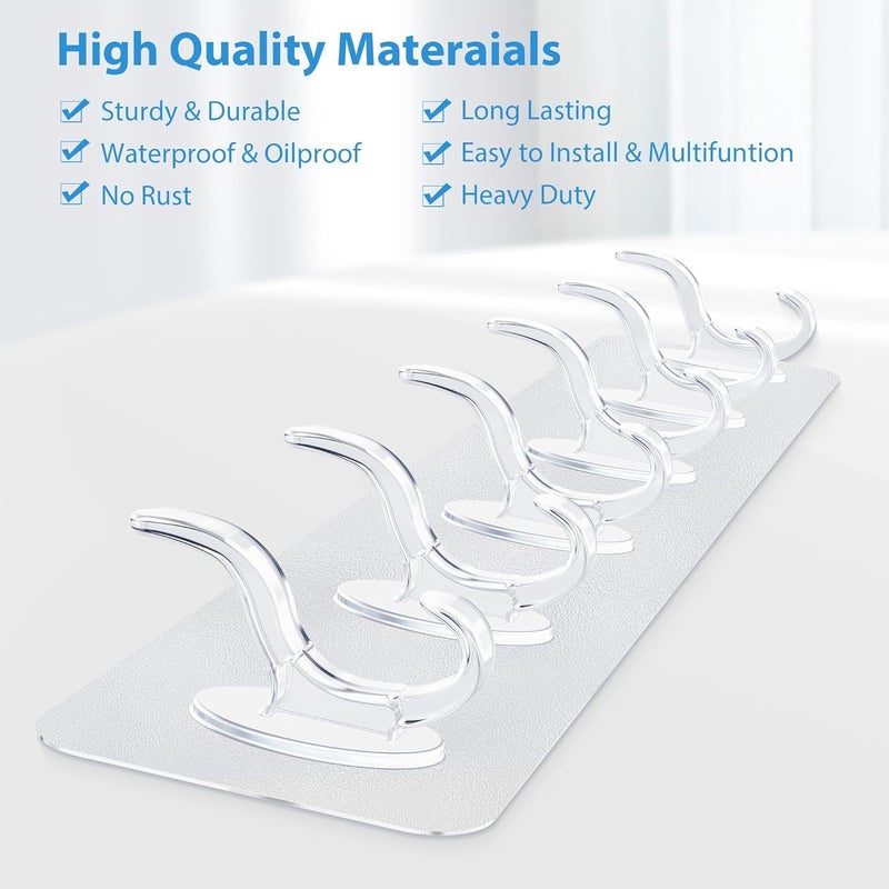Golden bird Heavy Duty Adhesive Hooks Stick on Wall Hooks Towel Hooks Door Hooks Waterproof Stainless Steel Adhesive Towel Hooks Holders for Hanging Clothes Bathroom (6 Hook Silver, 10) - Image 3