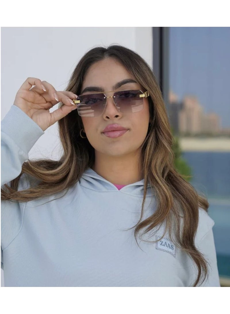زاس Zaas نظارة زاس برونز ستريك الشمسية - نظارات شمسية أنيقة بلون برونزي للنساء، بعدسات دخانية وحماية من الأشعة فوق البنفسجية  - Image 2