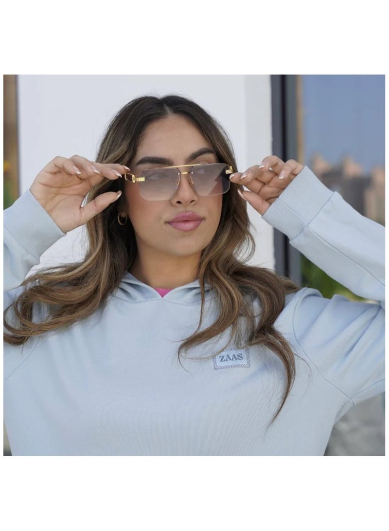 زاس Zaas نظارة زاس برونز ستريك الشمسية - نظارات شمسية أنيقة بلون برونزي للنساء، بعدسات دخانية وحماية من الأشعة فوق البنفسجية  - Image 3