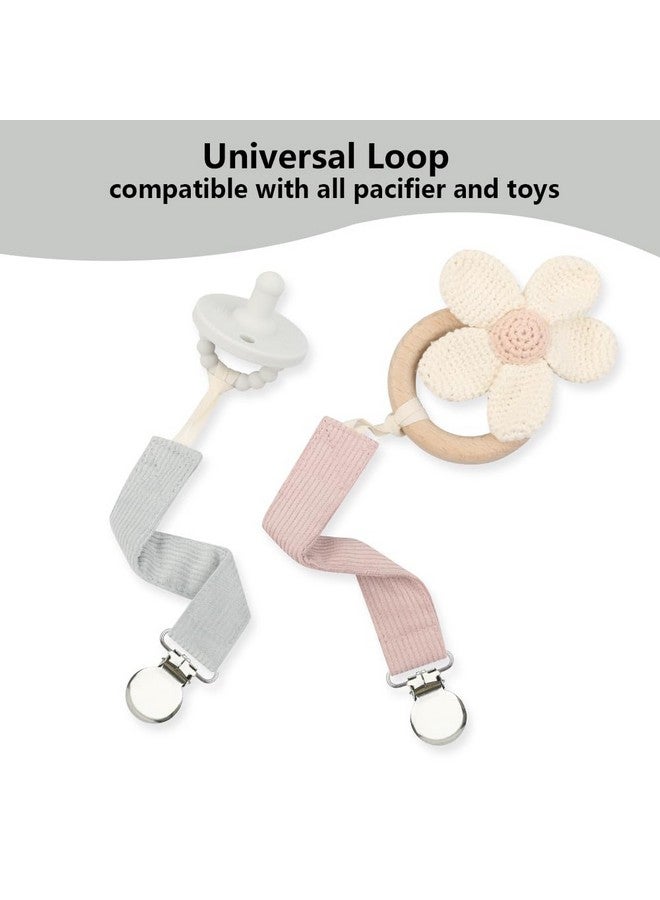 SUGEE Pacifier Clip For Baby Boy And Girl, Linen Soft Fabric Strap, Pacifier Leash Holder Binky Clip, Striped Soothie Holder Unisex - Image 5