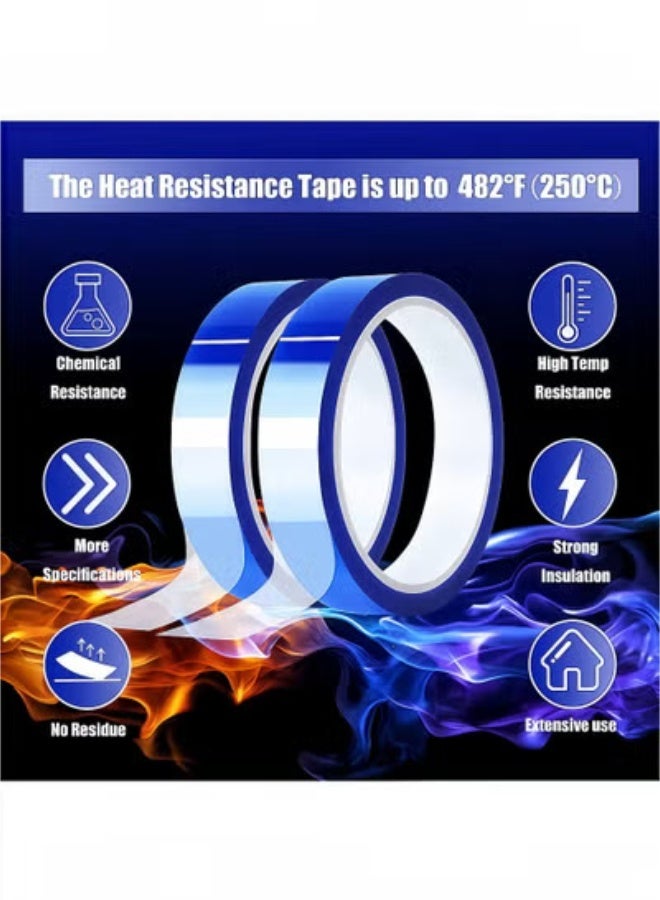 Peachjoy 2 Rolls Blue High-Temperature Heat Resistant Tape, No-Residue Heat Transfer Tape for Sublimation Press and Vinyl, 20mm x 33m (108ft) - Image 4
