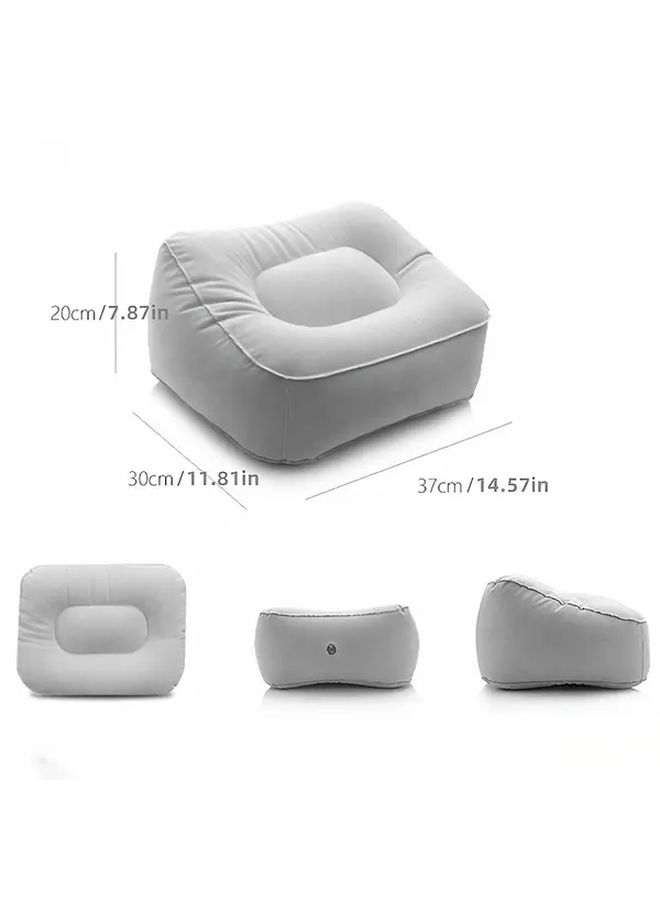 1pc Full Gray Foot Pad Inflatable Footrest Cushion Portable Travel Tool Train Height Pad For Home And Office Use No Electricity Required - Image 3