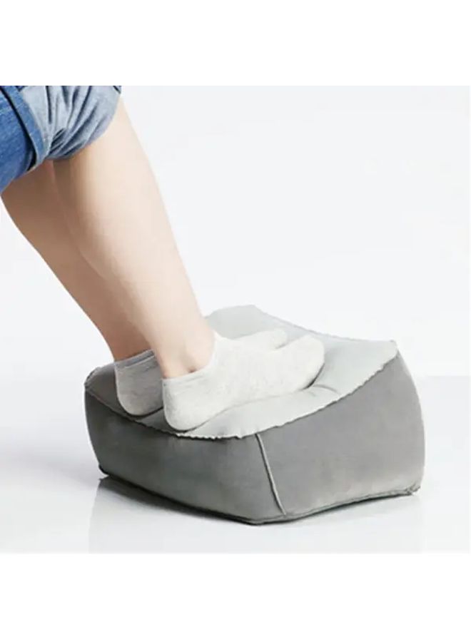 1pc Full Gray Foot Pad Inflatable Footrest Cushion Portable Travel Tool Train Height Pad For Home And Office Use No Electricity Required - Image 1