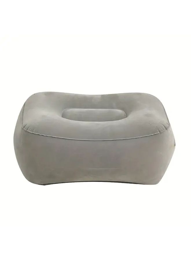 1pc Full Gray Foot Pad Inflatable Footrest Cushion Portable Travel Tool Train Height Pad For Home And Office Use No Electricity Required - Image 2